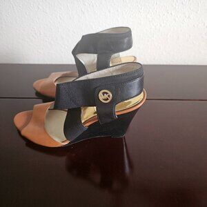 Michael Kors | Wedge Sandals in Brown Black Leather Size 9
